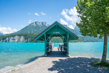 Waiting house for tourists to embark ships to Saint Joriz on Lac d'Annecy