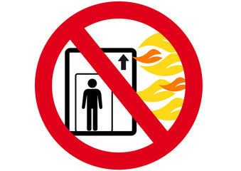 Schild Aufzug im Brandfall benutzen verboten