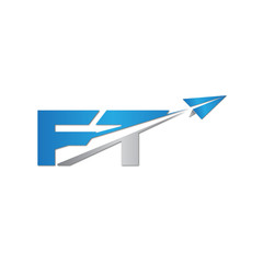 FT initial letter logo origami paper plane
