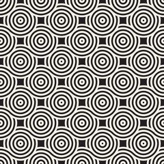 Vector seamless geometric pattern composed with circles and lines. Modern stylish rounded stripes texture. Repeating abstract background