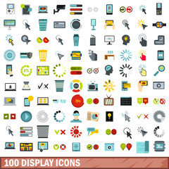 Fototapeta na wymiar 100 display icons set, flat style