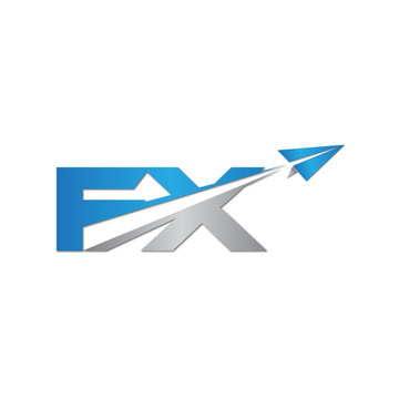 FX initial letter logo origami paper plane