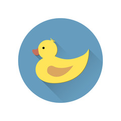 Duck icon in flat style with long shadow