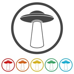 UFO Flying Saucer Vector Icons set