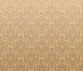 damask wallpaper. Classic brown background, vector image