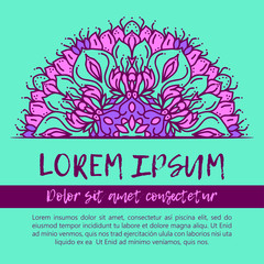 Card with glow mandala. Vector background. Geometric circle element. Islam, Arabic, Indian, turkish, chinese, ottoman motifs