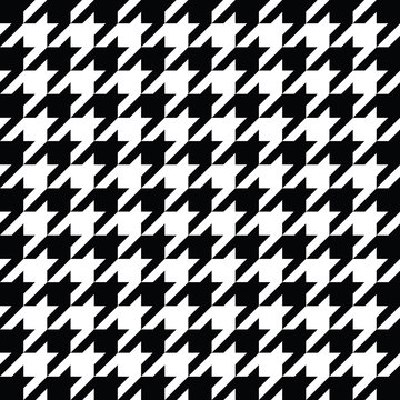 Black and white houndstooth pattern vector. Classical checkered textile design.
