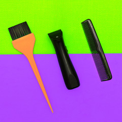 Hairdresser accessories. Hipster barbershop minimal style
