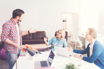 Professional team working on the project in the office