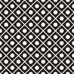 Fototapeta premium Abstract geometric lines lattice pattern. Seamless vector background. Black and white simple repeating texture.