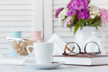 Shabby chic style coffee cup and plate
