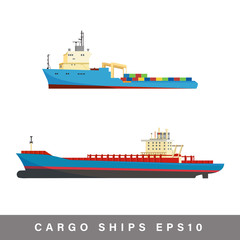 Cargo sea ships, vector icons. 