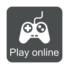 Icono plano Play online en cuadrado gris