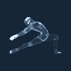 Man is Posing and Dancing. Silhouette of a Dancer. A Dancer Performs Acrobatic Elements. 3D Model of Man. Sport Symbol. Design Element. Vector Illustration.
