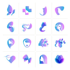 Set of flat design icons for  beauty, fashion, cosmetics, spa and wellness, healthcare and natural products. Vector illustrations for web and graphic design, marketing, product design.