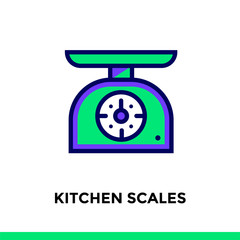 Outline KITCHEN SCALES icon. Vector pictogram suitable for print, website and presentation