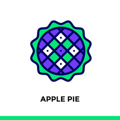Outline APPLE PIE icon. Vector pictogram suitable for print, website and presentation