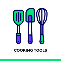 Linear icon COOKING TOOLS of bakery, cooking. Pictogram in outline style. Suitable for mobile apps, websites and presentation