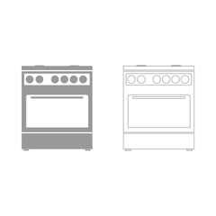 Kitchen stove  set  icon .