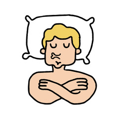 guy on pillow sleeps cartoon. Sleeping man drawing