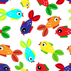 Naklejka premium Seamless pattern colorful baby fish