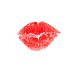 Lips kiss, isolated on white background