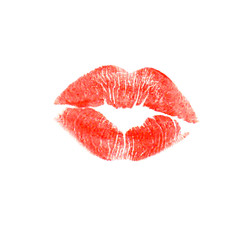 Lips kiss, isolated on white background