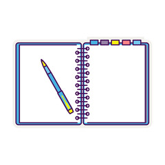 Flat design notepad with a pen