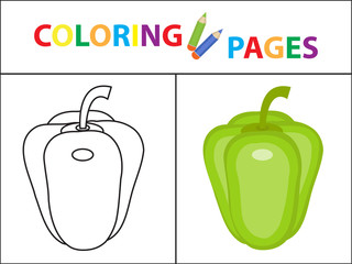 Coloring book page. Sketch outline and color version. Coloring for kids. Childrens education. Vector illustration