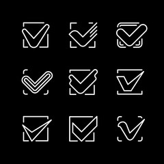 Set line icons of check mark
