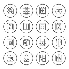 Set round line icons of elevator