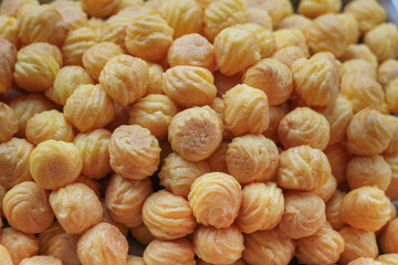 Close up image of typical french profiteroles.