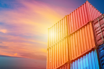 Containers box from Cargo freight ship for import export,logistic concept