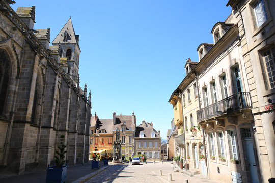 The city center of Autun in Burgundy, France