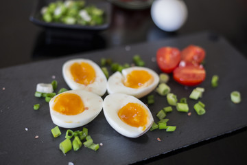 Boiled eggs with vegetables