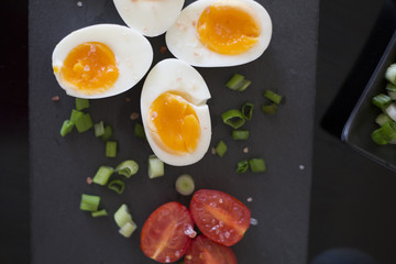 Boiled eggs with vegetables