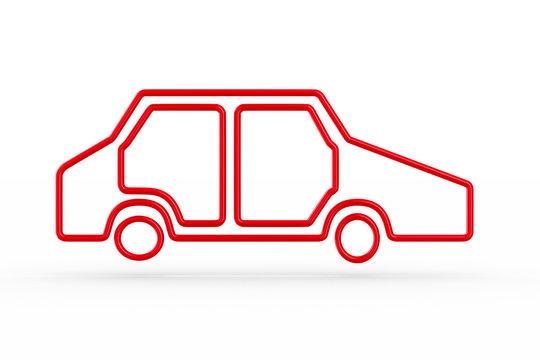 silhouette red car on white background. Isolated 3D illustration