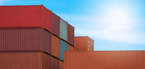 Fototapeta premium Containers box from Cargo freight ship for import export,logistic concept