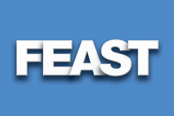 Feast Theme Word Art on Colorful Background
