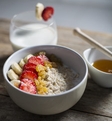Oatmeal porridge with strawberry and banana 