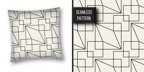 Abstract concept vector monochrome geometric pattern. Black and white minimal background. Creative illustration template. Seamless stylish texture. For wallpaper, surface, web design, textile, decor.