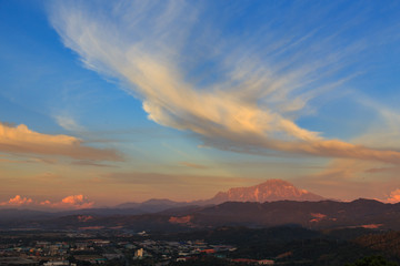 Amazing of Mount Kinabalu During sunset at Sabah, Borneo