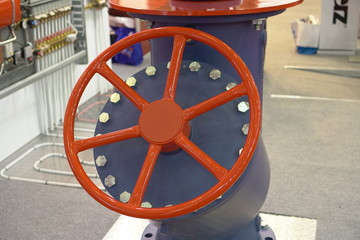 Red wheel of the water valve of the big diameter