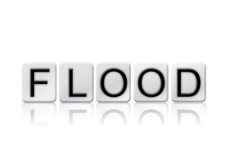 Flood Concept Tiled Word Isolated on White