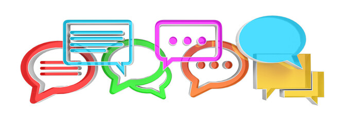 Digital colorful 3D rendering conversation icons