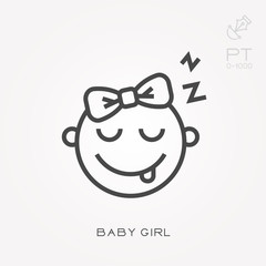 Line icon baby girl