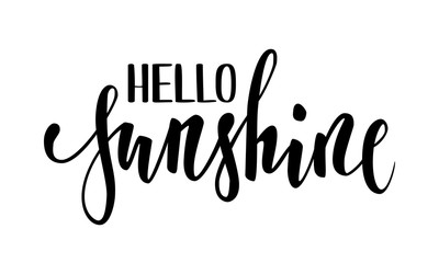 Hello sunshine. Hand drawn calligraphy and brush pen lettering. © Hulinska Yevheniia