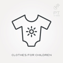 Line icon clothes for children