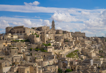Obraz premium Matera (Basilicata) - historyczne centrum wspaniałego kamiennego miasta południowych Włoch, atrakcja turystyczna dla słynnego „Sassi”, wyznaczonego Europejską Stolicą Kultury na 2019 r.
