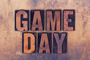 Game Day Theme Letterpress Word on Wood Background